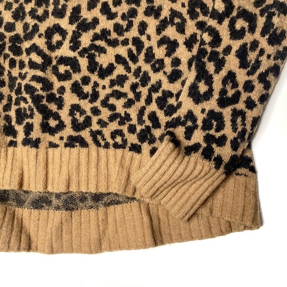 J. Crew Leopard Print Turtleneck Sweater Wool Alpaca Tan S - Picture 4 of 8
